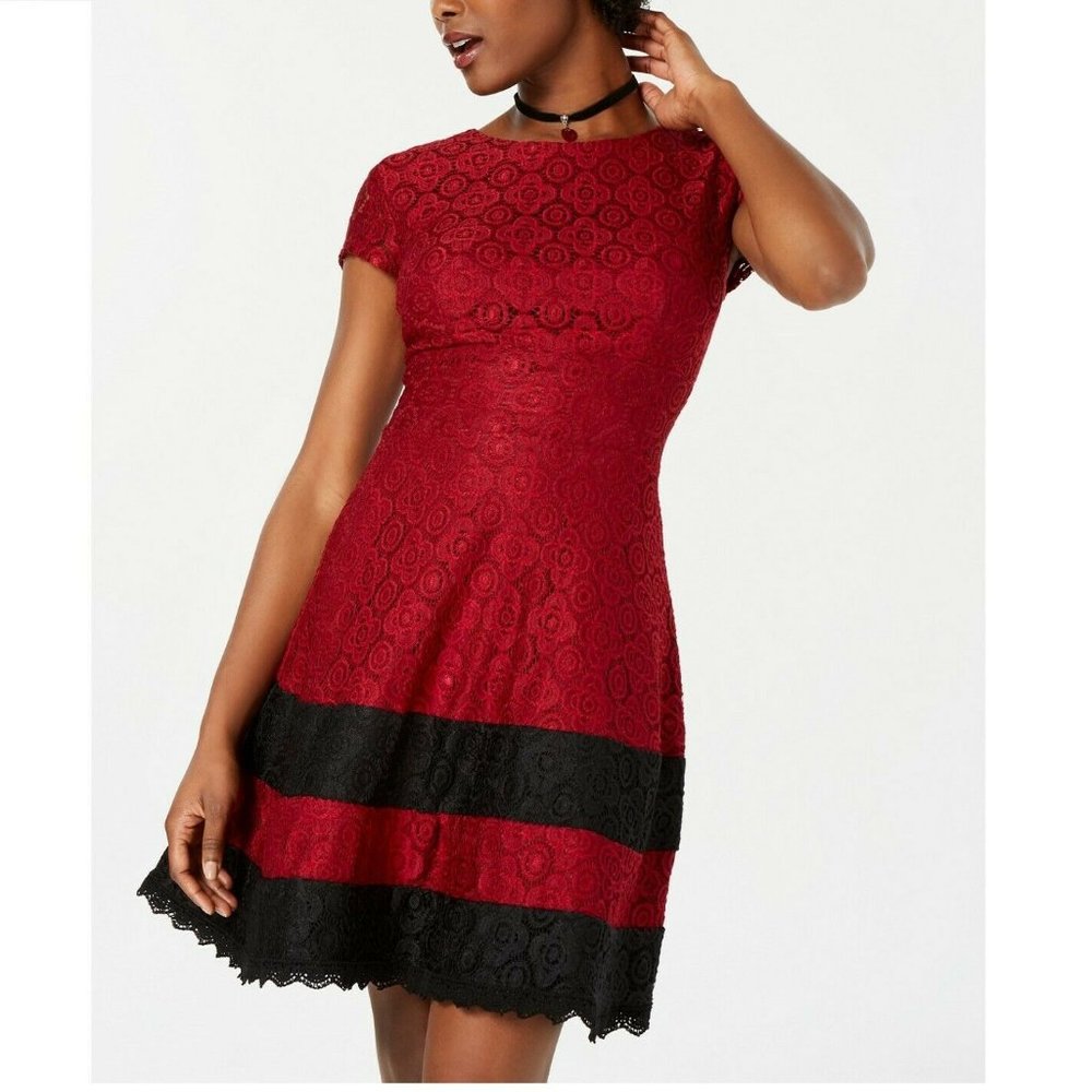 Teeze Me Junior 3/4 Burgundy Black Dress NWT AW53